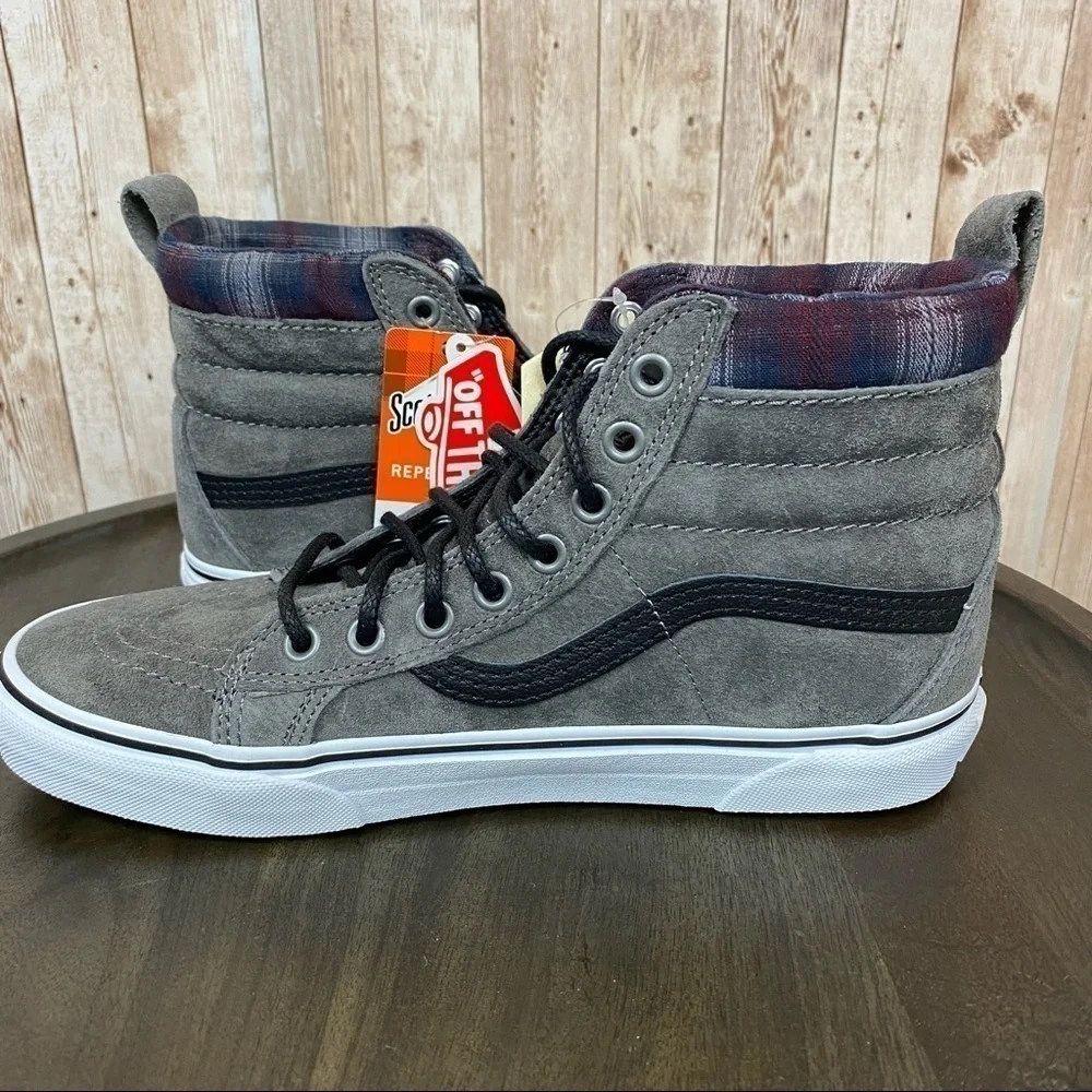Vans Sk8-Hi MTE Pewter Plaid High Top Hiking Boot Sneaker‎ Size 9.5 Women